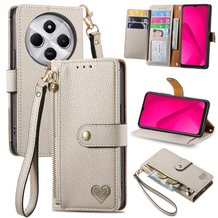 For Xiaomi Poco C75 4G / Redmi 14R 5G / 14C 4G Case RFID Blocking Zipper Pocket Leather Wallet Phone Cover - Black-Cellmalls