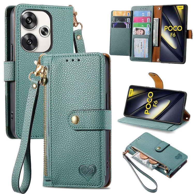 For Xiaomi Poco F6 5G  /  Redmi Turbo 3 5G Case Zipper Pocket Purse RFID Blocking Leather Phone Cover - Black-Cellmalls