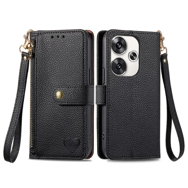 For Xiaomi Poco F6 5G  /  Redmi Turbo 3 5G Case Zipper Pocket Purse RFID Blocking Leather Phone Cover - Black-Cellmalls