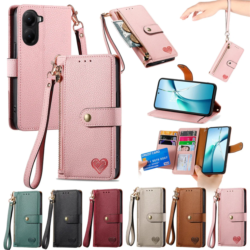 For Xiaomi Poco X7 Pro 5G Case RFID Blocking Zipper Pocket Leather Wallet Phone Cover with Strap - Green-Cellmalls