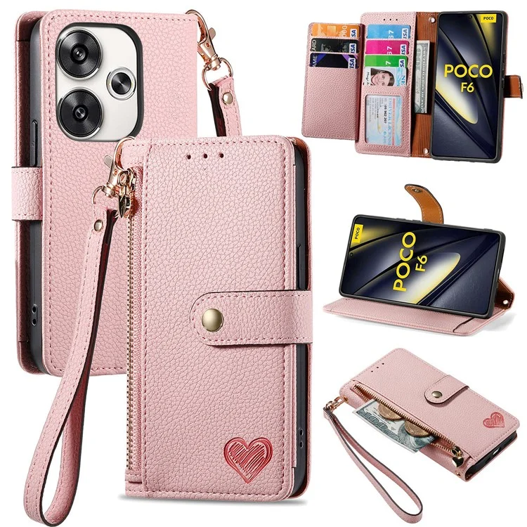 For Xiaomi Poco F6 5G  /  Redmi Turbo 3 5G Case Zipper Pocket Purse RFID Blocking Leather Phone Cover - Black-Cellmalls