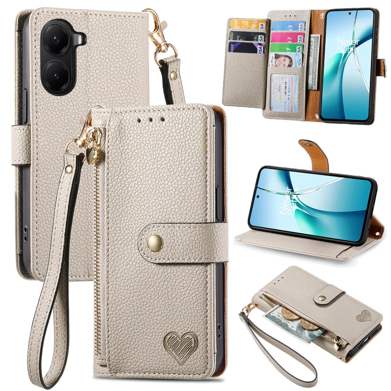 For Xiaomi Poco X7 Pro 5G Case RFID Blocking Zipper Pocket Leather Wallet Phone Cover with Strap - Green-Cellmalls