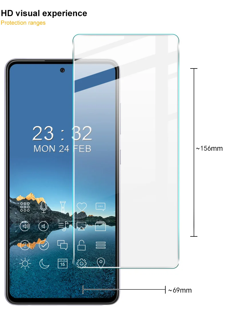 IMAK H Series HD Tempered Glass Film 9H Hardness Bubble Free Anti-explosion Screen Protector for Samsung Galaxy A73 5G-Cellmalls