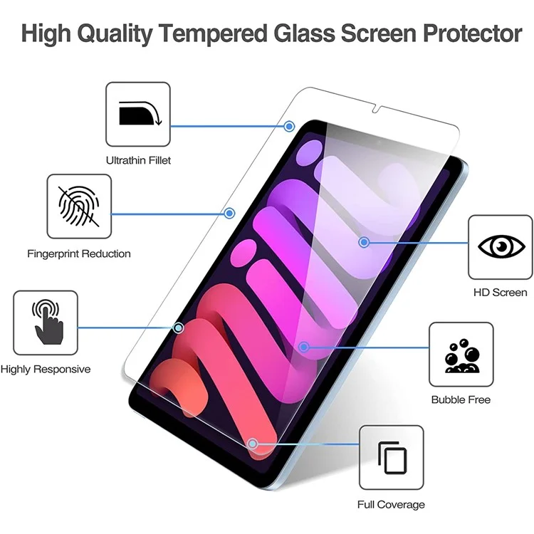 0.3mm Arc Edge Tempered Glass Screen Protective Film for iPad mini (2024) / mini (2021)-Cellmalls