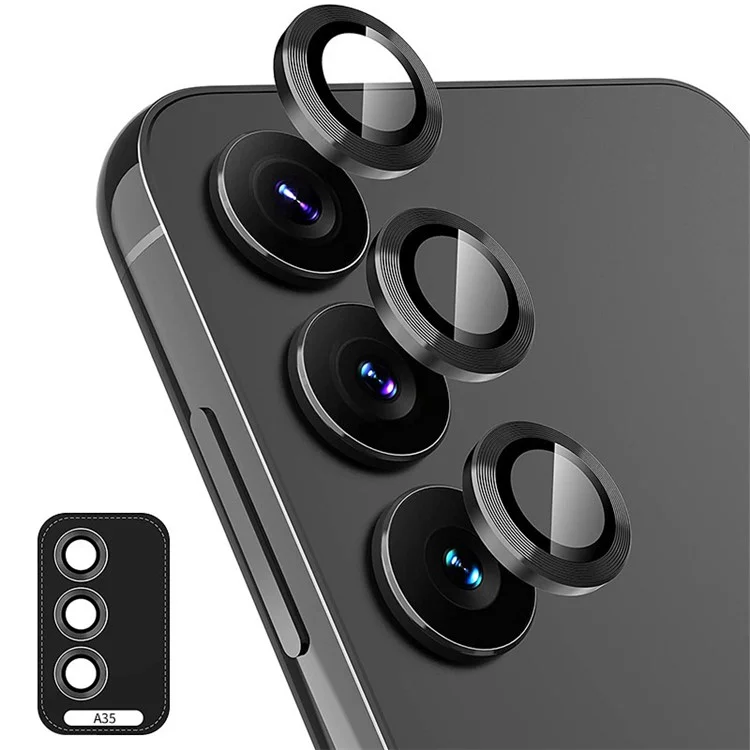 ENKAY HAT PRINCE For Samsung Galaxy A35 5G Camera Lens Protector Ring 9H Hardness Tempered Glass Lens Film - Black-Cellmalls