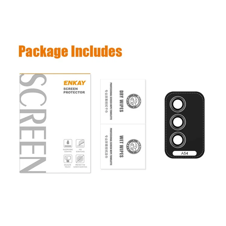 ENKAY HAT PRINCE For Samsung Galaxy A54 5G Aluminum Alloy+Tempered Glass Camera Lens Protector Set Camera Ring Cover - Black-Cellmalls