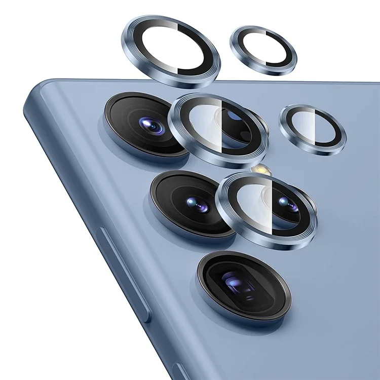 ENKAY HAT PRINCE For Samsung Galaxy S23 Ultra 1 Set Camera Lens Protector Aluminum Alloy Tempered Glass Night Circle Camera Ring Cover - Silver-Cellmalls