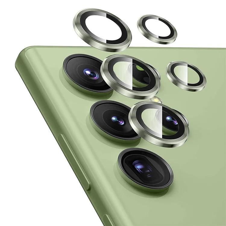 ENKAY HAT PRINCE For Samsung Galaxy S23 Ultra 1 Set Camera Lens Protector Aluminum Alloy Tempered Glass Night Circle Camera Ring Cover - Silver-Cellmalls