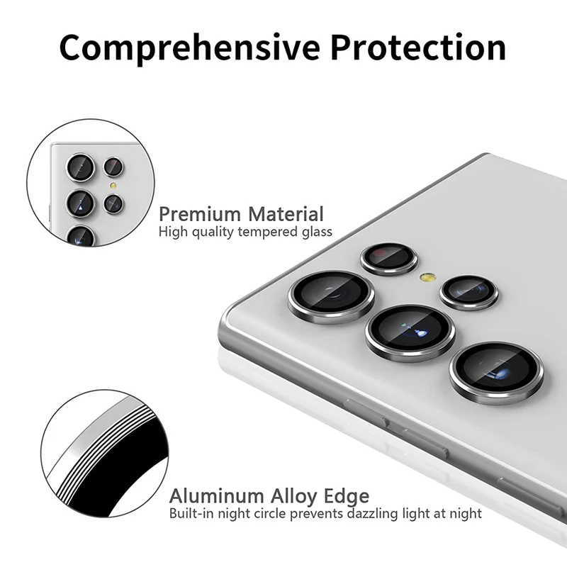 For Samsung Galaxy S25 Ultra Camera Lens Protector ENKAY Hat-Prince Metal Ring Lens Film - Black-Cellmalls