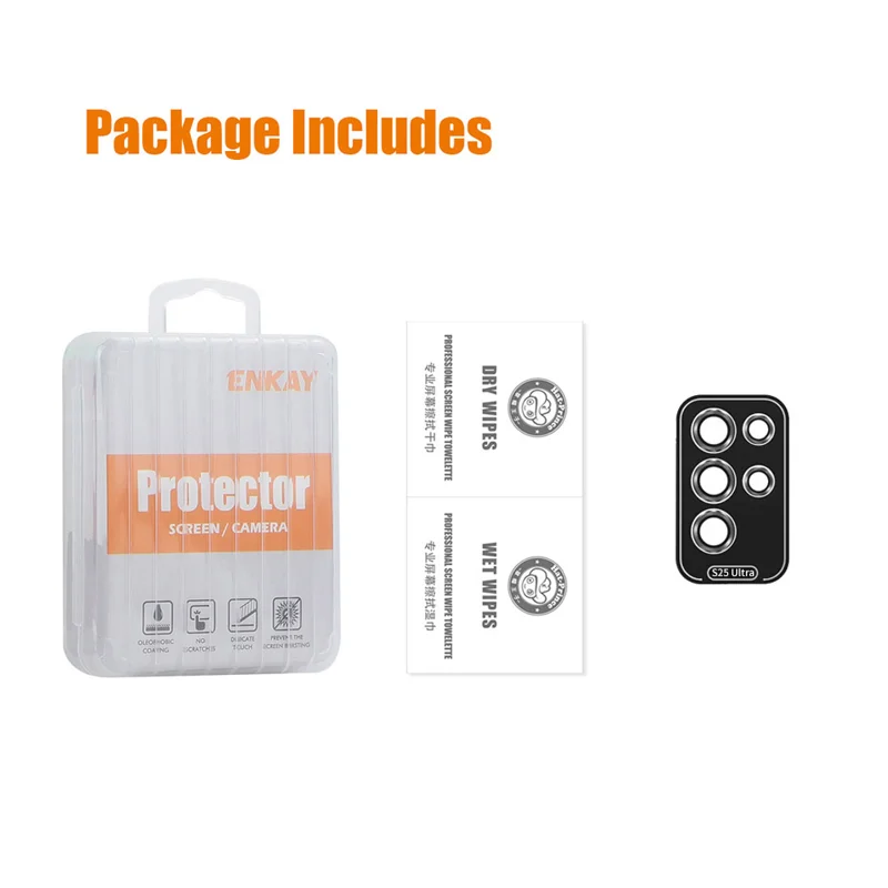 For Samsung Galaxy S25 Ultra Camera Lens Protector ENKAY Hat-Prince Metal Ring Lens Film - Black-Cellmalls