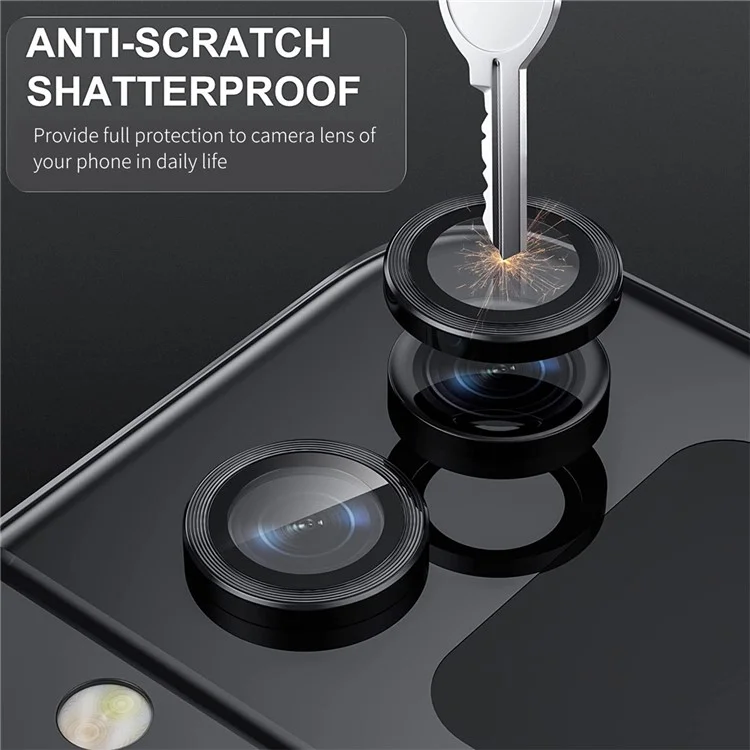 ENKAY HAT PRINCE For Samsung Galaxy Z Flip4 5G / W23 Flip 1 Set Camera Lens Protector Tempered Glass Aluminum Alloy Ring Lens Film - Black-Cellmalls