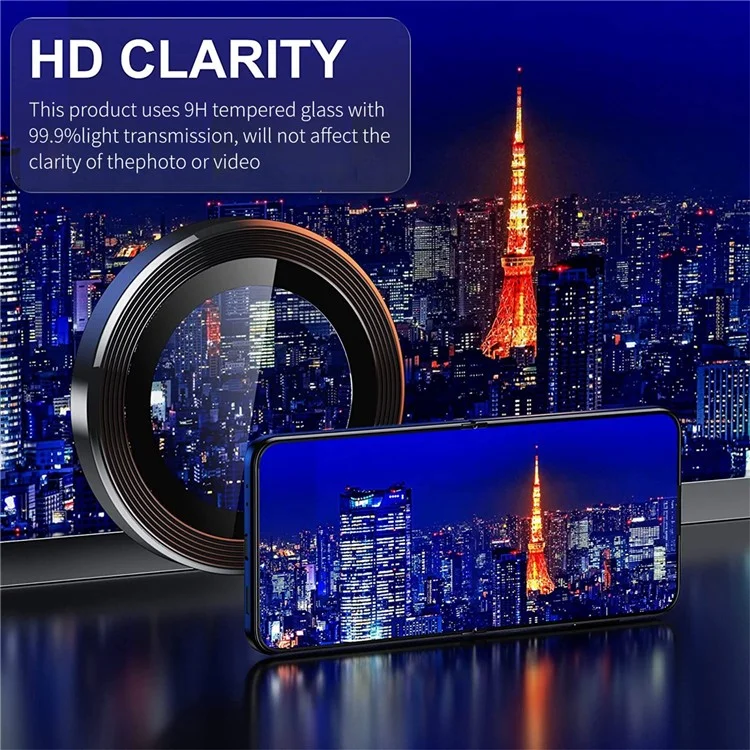 ENKAY HAT PRINCE For Samsung Galaxy Z Flip4 5G / W23 Flip 1 Set Camera Lens Protector Tempered Glass Aluminum Alloy Ring Lens Film - Black-Cellmalls