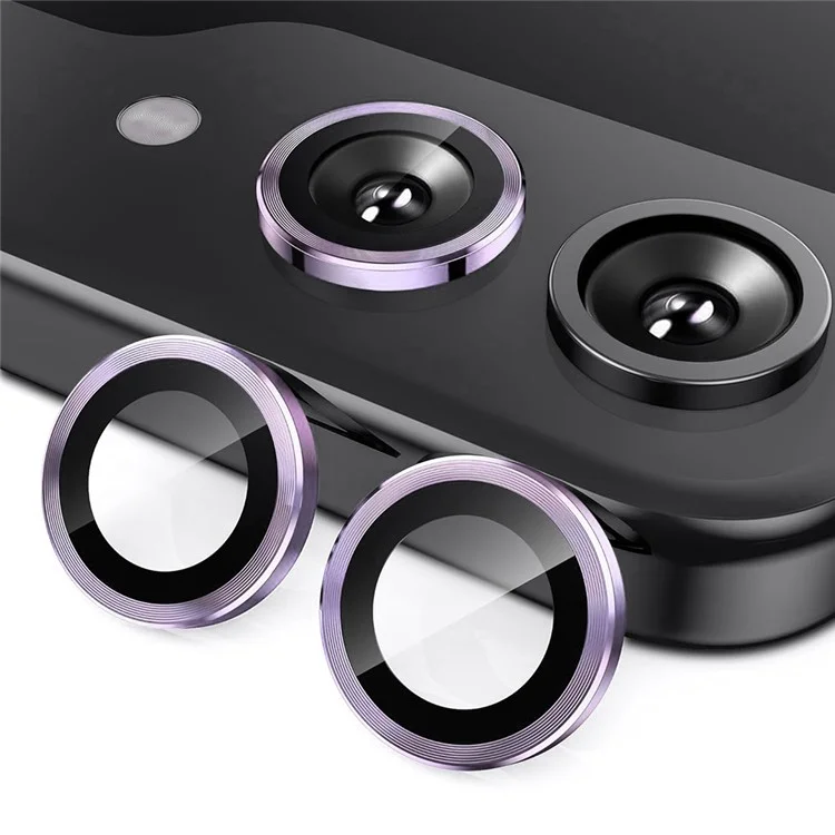 ENKAY HAT PRINCE For Samsung Galaxy Z Flip6 5G 1 Set Camera Lens Protector 9H Anti-fingerprint Rear Lens Film with Metal Ring - Silver-Cellmalls
