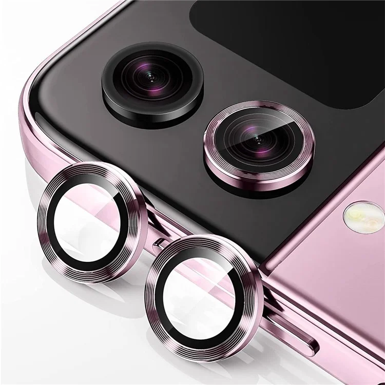 ENKAY HAT PRINCE Camera Lens Protector for Samsung Galaxy Z Flip5 5G , Tempered Glass + Aluminum Alloy Ring Back Lens Cover Sticker - Black-Cellmalls