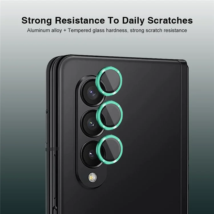 HAT PRINCE ENKAY For Samsung Galaxy Z Fold4 5G 1 Set Camera Lens Protector Tempered Glass Aluminum Alloy Ring HD Clear Lens Film - Green-Cellmalls