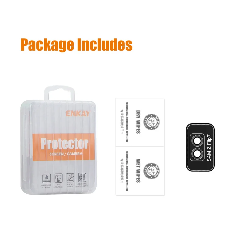 For Samsung Galaxy Z Flip7 5G Camera Lens Protector ENKAY Hat-Prince Metal Ring Lens Film - Black-Cellmalls