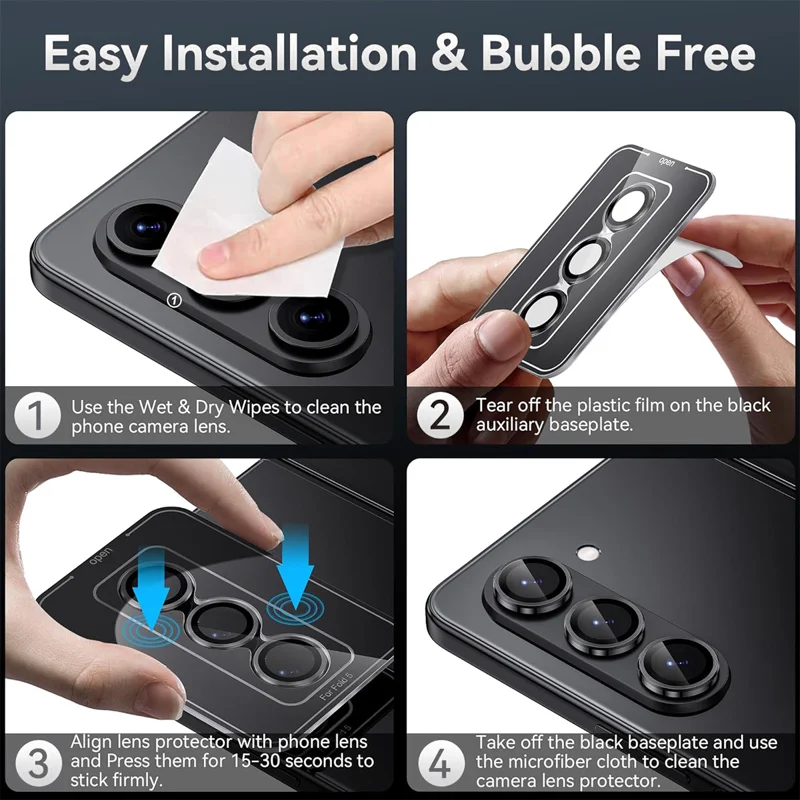 For Samsung Galaxy Z Fold7 5G Camera Lens Protector ENKAY Hat-Prince Metal Ring Lens Film - Black-Cellmalls