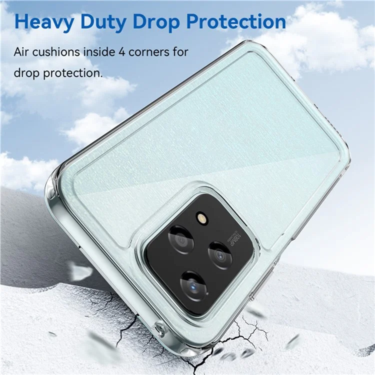 WANLONFENG MF2 Series for Honor 200 Lite Case TPU Acrylic Clear Phone Cover with 2Pcs Tempered Glass Film-Cellmalls