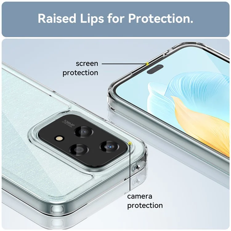 WANLONFENG MF2 Series for Honor 200 Lite Case TPU Acrylic Clear Phone Cover with 2Pcs Tempered Glass Film-Cellmalls