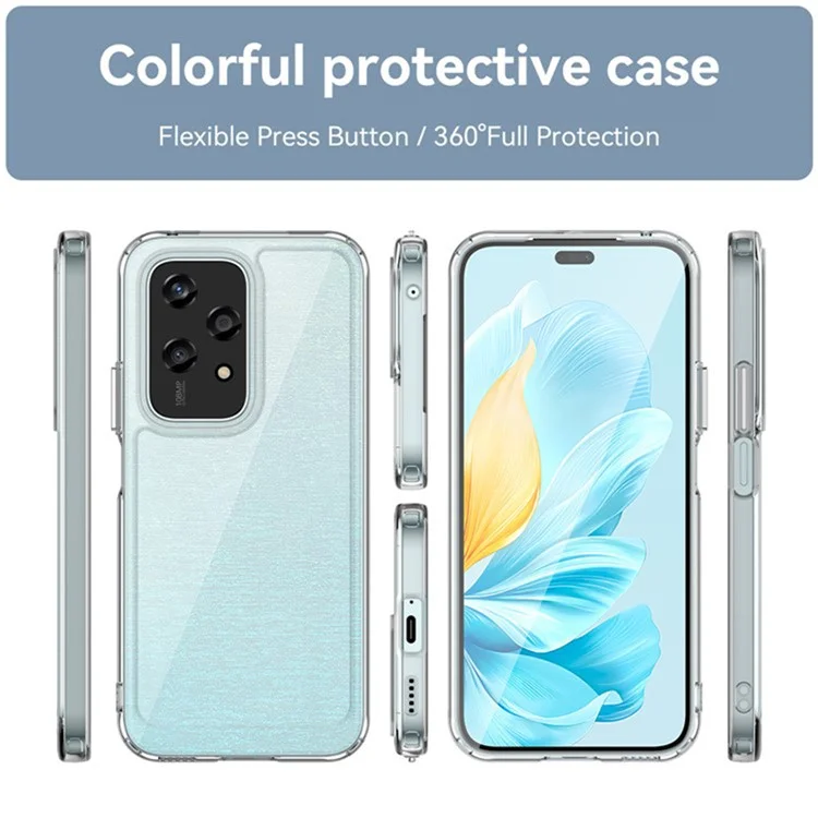 WANLONFENG MF2 Series for Honor 200 Lite Case TPU Acrylic Clear Phone Cover with 2Pcs Tempered Glass Film-Cellmalls