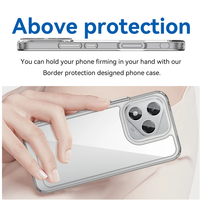 For Honor 400 Lite Clear Phone Case WANLONFENG MF2 Series TPU Acrylic Cover with 2Pcs Tempered Glass - Transparent-Cellmalls