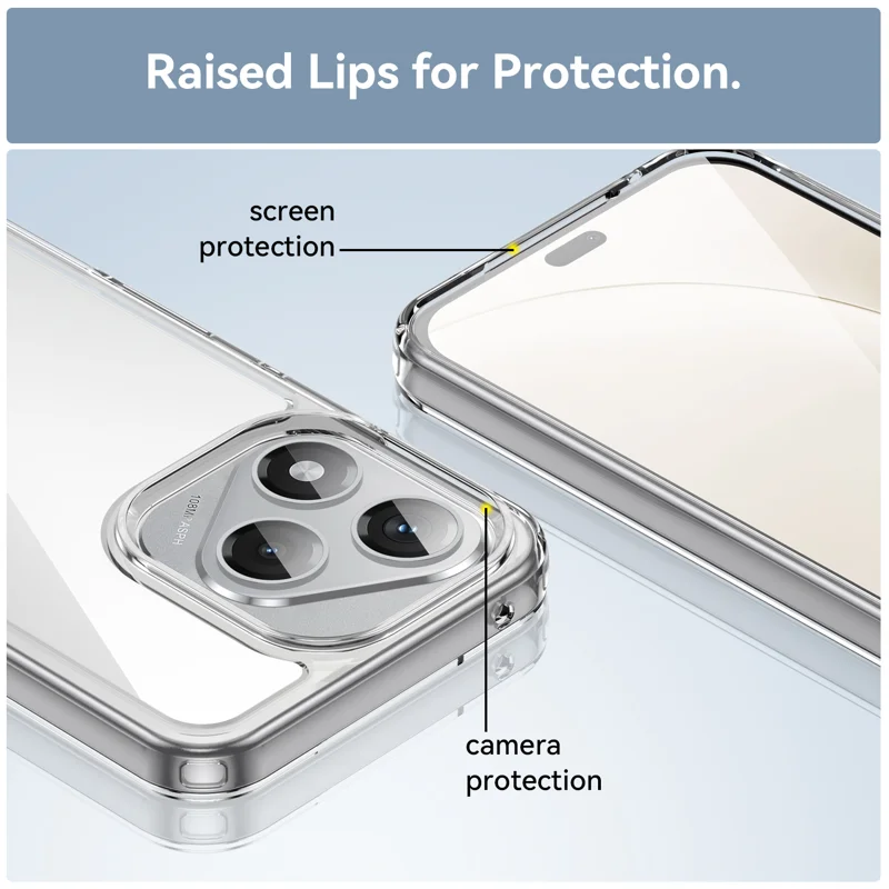 For Honor 400 Lite Clear Phone Case WANLONFENG MF2 Series TPU Acrylic Cover with 2Pcs Tempered Glass - Transparent-Cellmalls