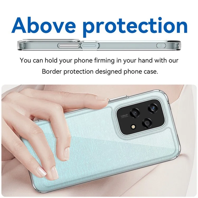 WANLONFENG MF2 Series for Honor 200 Lite Case TPU Acrylic Clear Phone Cover with 2Pcs Tempered Glass Film-Cellmalls