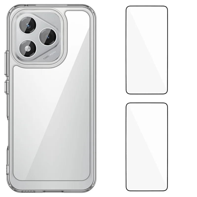 For Honor 400 Lite Clear Phone Case WANLONFENG MF2 Series TPU Acrylic Cover with 2Pcs Tempered Glass - Transparent-Cellmalls