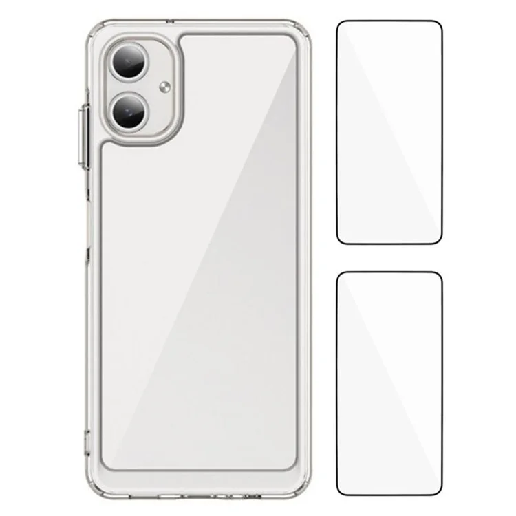 WANLONFENG MF2 Series For Samsung Galaxy A06 4G Case TPU Acrylic Clear Phone Cover with 2Pcs Tempered Glass Film-Cellmalls