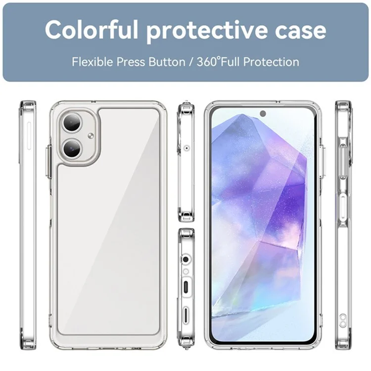WANLONFENG MF2 Series For Samsung Galaxy A06 4G Case TPU Acrylic Clear Phone Cover with 2Pcs Tempered Glass Film-Cellmalls