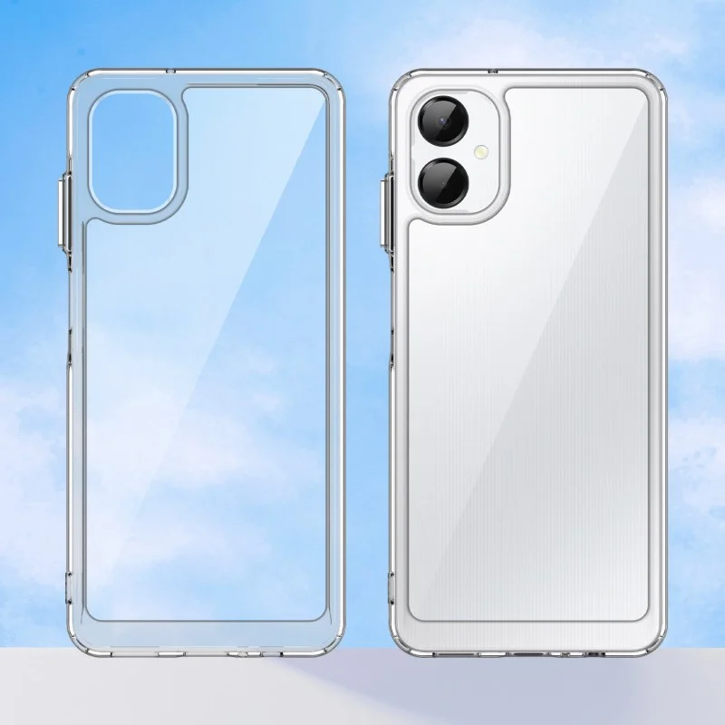 For Samsung Galaxy A06 5G Clear Phone Case WANLONFENG MF2 Series TPU Acrylic Cover with 2Pcs Tempered Glass - Transparent-Cellmalls