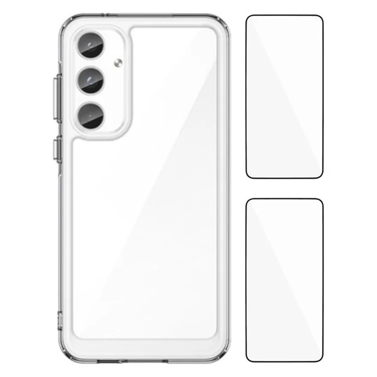 WANLONFENG MF2 Series For Samsung Galaxy A05s 4G Case TPU Acrylic Clear Phone Cover with 2Pcs Tempered Glass Film-Cellmalls