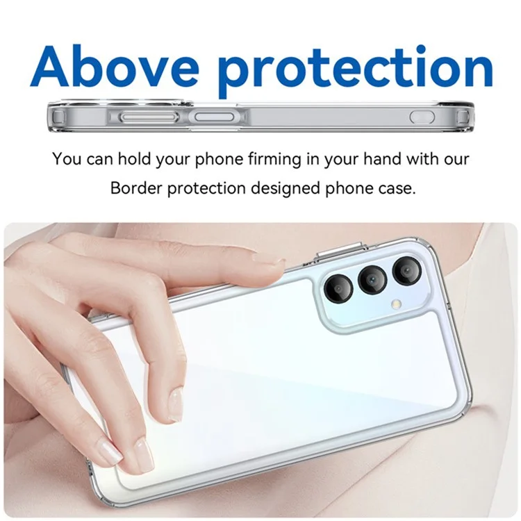 WANLONFENG MF2 Series For Samsung Galaxy A15 4G / 5G Case TPU Acrylic Clear Phone Cover with 2Pcs Tempered Glass Film-Cellmalls