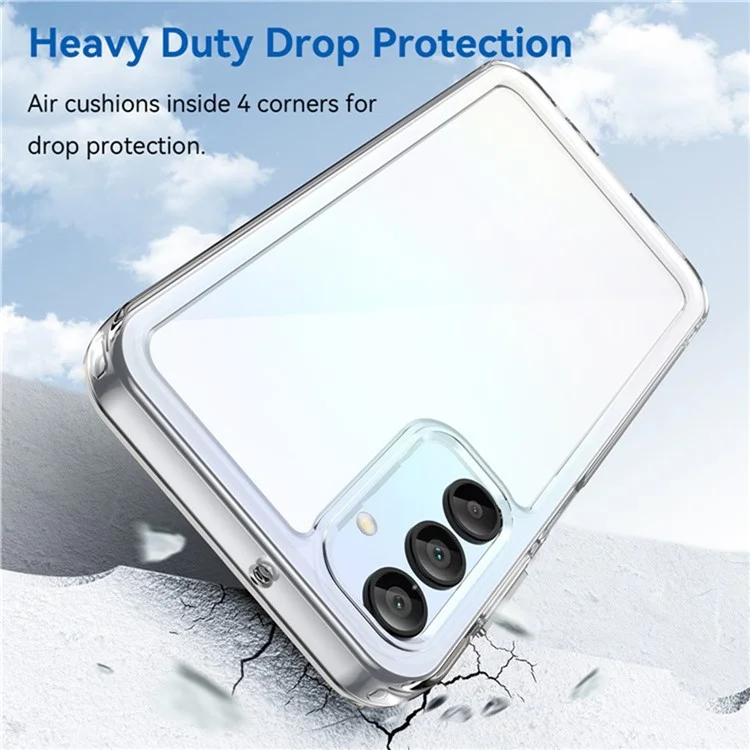 WANLONFENG MF2 Series For Samsung Galaxy A15 4G / 5G Case TPU Acrylic Clear Phone Cover with 2Pcs Tempered Glass Film-Cellmalls