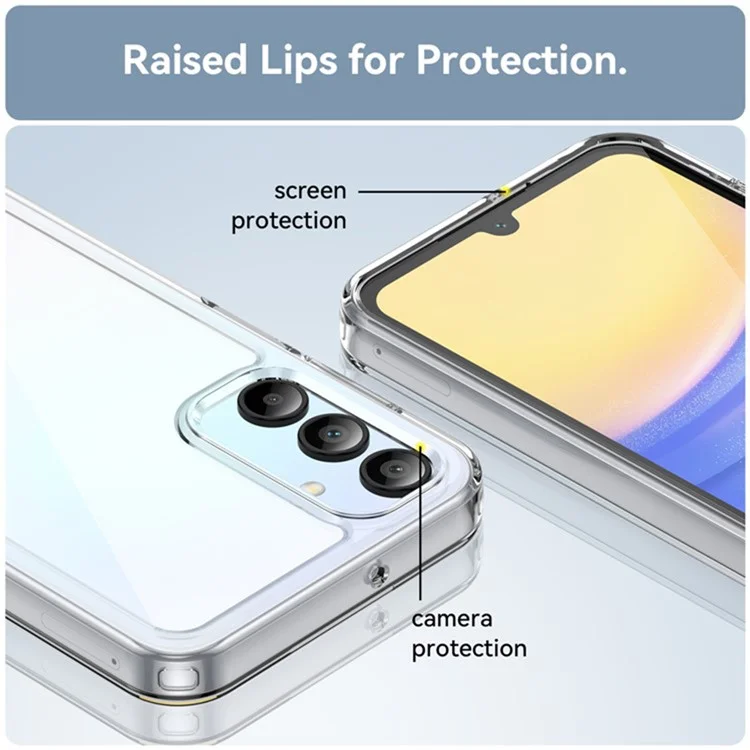 WANLONFENG MF2 Series For Samsung Galaxy A15 4G / 5G Case TPU Acrylic Clear Phone Cover with 2Pcs Tempered Glass Film-Cellmalls