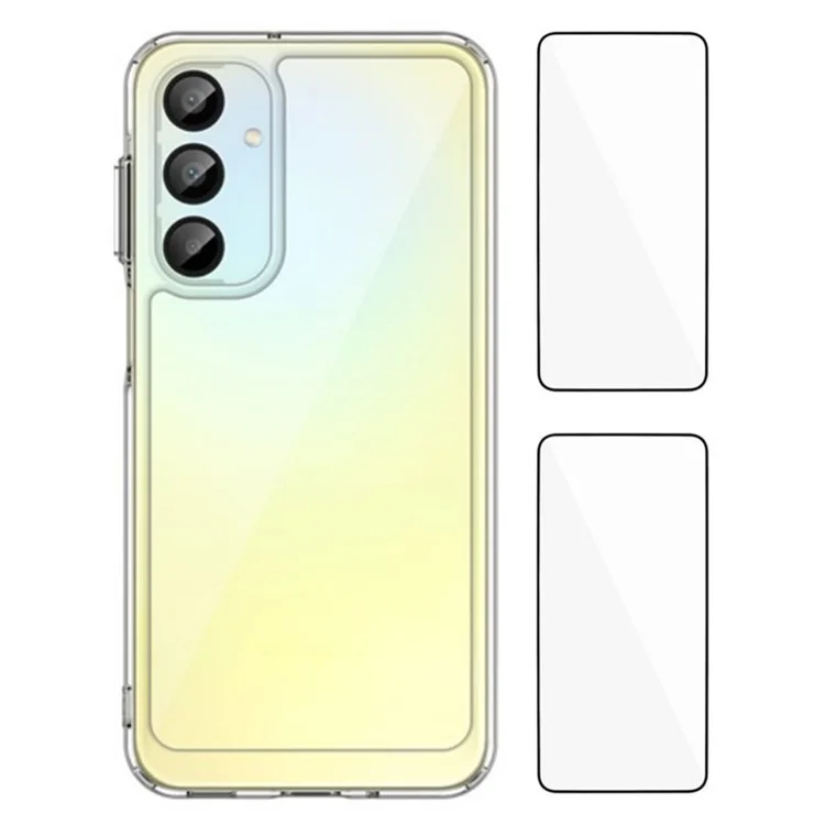 WANLONFENG MF2 Series For Samsung Galaxy A16 5G  /  A16 4G Case TPU Acrylic Clear Phone Cover with 2Pcs Tempered Glass Film-Cellmalls