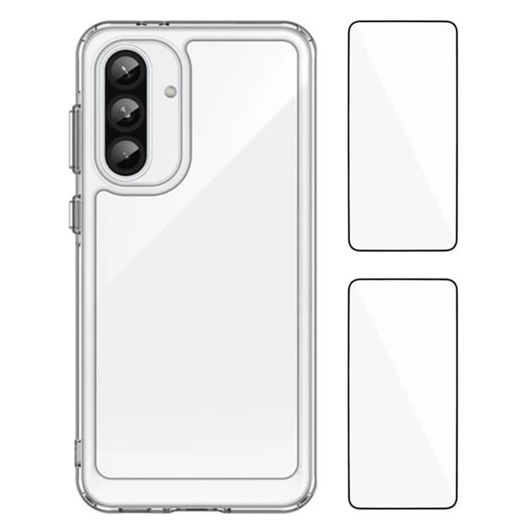 WANLONFENG MF2 Series For Samsung Galaxy A36 5G Case TPU Acrylic Clear Phone Cover with 2Pcs Tempered Glass Film-Cellmalls