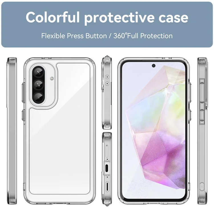 WANLONFENG MF2 Series For Samsung Galaxy A36 5G Case TPU Acrylic Clear Phone Cover with 2Pcs Tempered Glass Film-Cellmalls