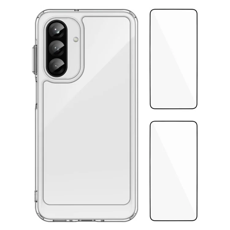 WANLONFENG MF2 Series For Samsung Galaxy A26 5G Case TPU Acrylic Clear Phone Cover with 2Pcs Tempered Glass Film-Cellmalls