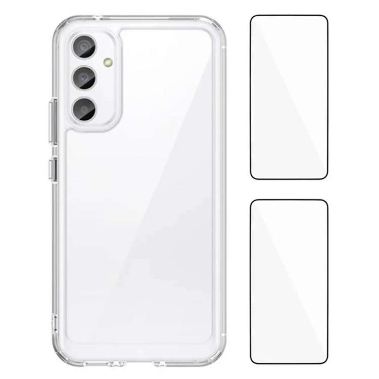 WANLONFENG MF2 Series For Samsung Galaxy A54 5G Case TPU Acrylic Clear Phone Cover with 2Pcs Tempered Glass Film-Cellmalls
