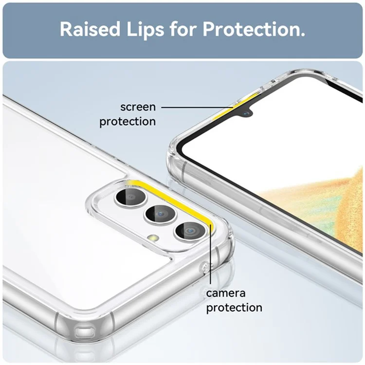 WANLONFENG MF2 Series For Samsung Galaxy A54 5G Case TPU Acrylic Clear Phone Cover with 2Pcs Tempered Glass Film-Cellmalls