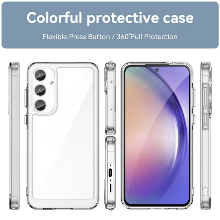 WANLONFENG MF2 Series For Samsung Galaxy A55 5G Case TPU Acrylic Clear Phone Cover with 2Pcs Tempered Glass Film-Cellmalls