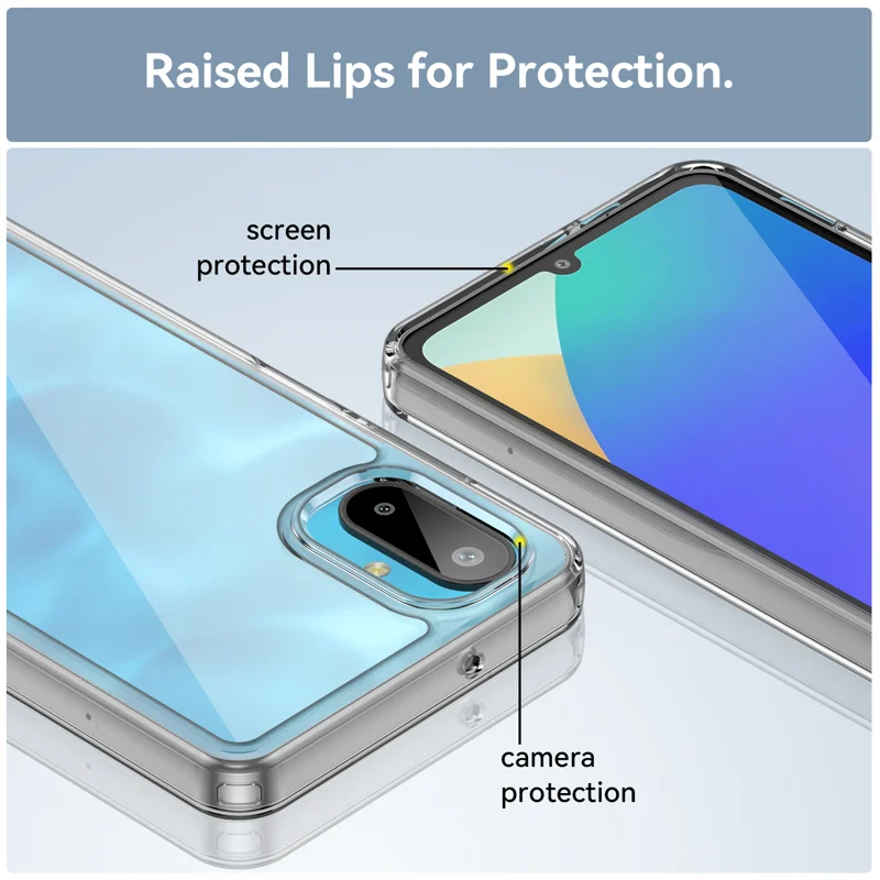 For Samsung Galaxy F06 5G Clear Phone Case WANLONFENG MF2 Series TPU Acrylic Cover with 2Pcs Tempered Glass - Transparent-Cellmalls