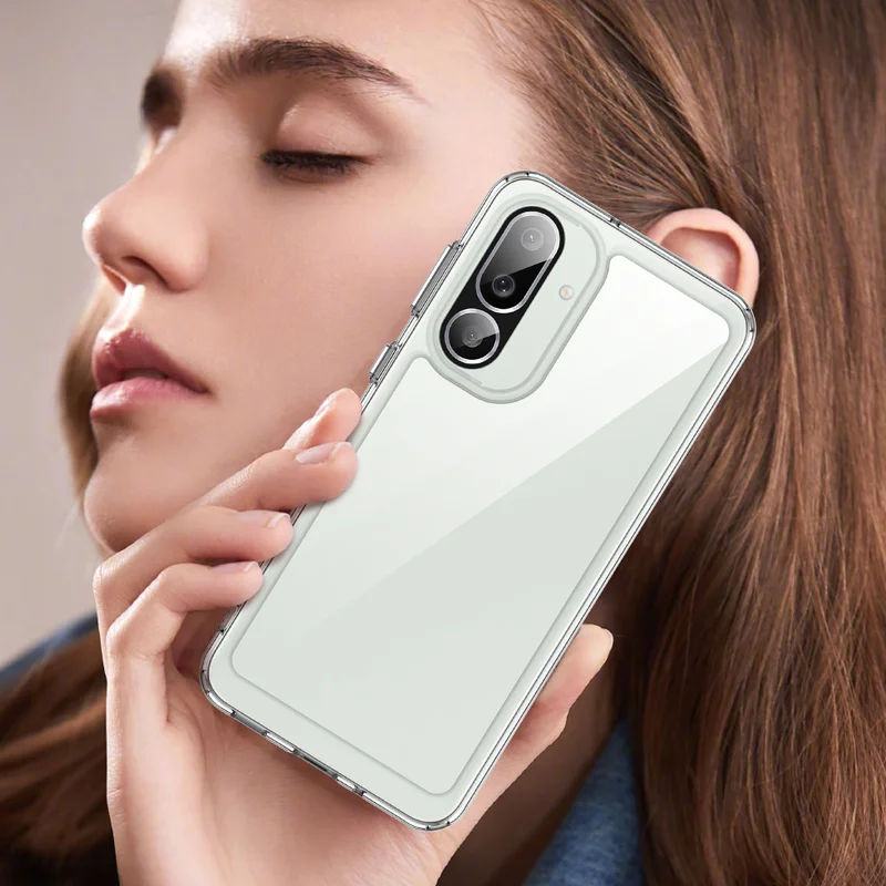 For Samsung Galaxy M56 5G Clear Phone Case WANLONFENG MF2 Series TPU Acrylic Cover with 2Pcs Tempered Glass - Transparent-Cellmalls