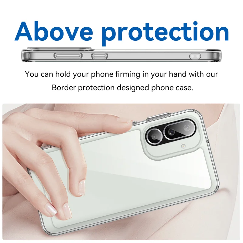 For Samsung Galaxy M56 5G Clear Phone Case WANLONFENG MF2 Series TPU Acrylic Cover with 2Pcs Tempered Glass - Transparent-Cellmalls