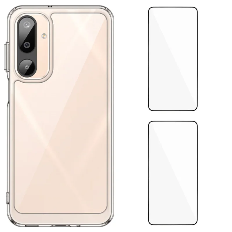 For Samsung Galaxy M16 5G Clear Phone Case WANLONFENG MF2 Series TPU Acrylic Cover with 2Pcs Tempered Glass - Transparent-Cellmalls