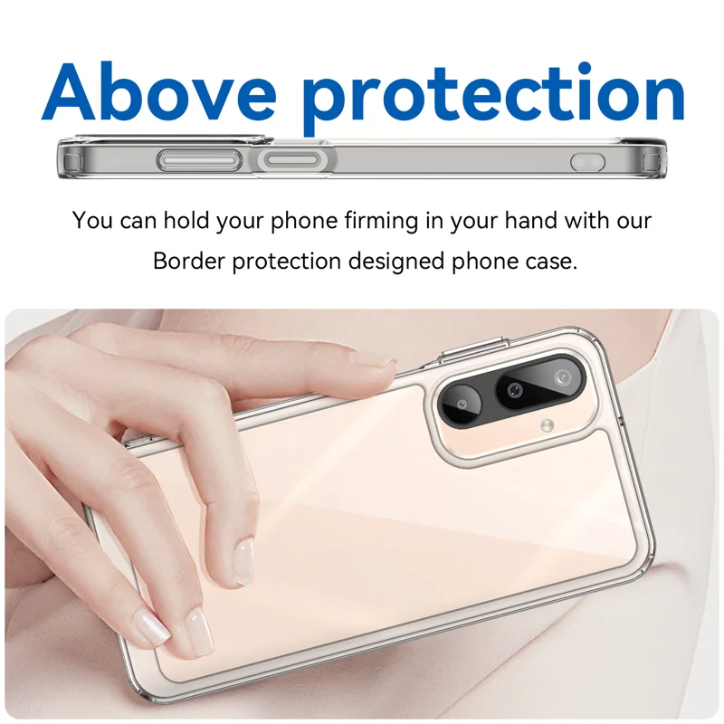 For Samsung Galaxy M16 5G Clear Phone Case WANLONFENG MF2 Series TPU Acrylic Cover with 2Pcs Tempered Glass - Transparent-Cellmalls