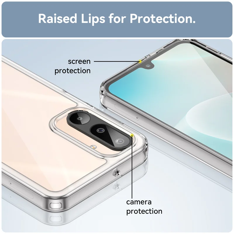 For Samsung Galaxy M16 5G Clear Phone Case WANLONFENG MF2 Series TPU Acrylic Cover with 2Pcs Tempered Glass - Transparent-Cellmalls