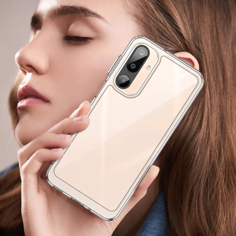 For Samsung Galaxy M16 5G Clear Phone Case WANLONFENG MF2 Series TPU Acrylic Cover with 2Pcs Tempered Glass - Transparent-Cellmalls