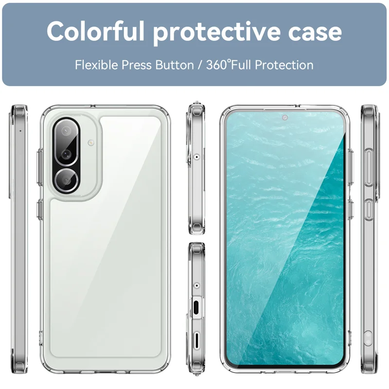 For Samsung Galaxy M56 5G Clear Phone Case WANLONFENG MF2 Series TPU Acrylic Cover with 2Pcs Tempered Glass - Transparent-Cellmalls